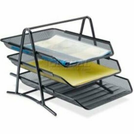 LORELL Lorell® 3-Tier Mesh Desk Tray, Black 90206